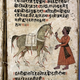 Bloodletting on a horse. Illustration and text, 18th century. From Asvacikitsa.